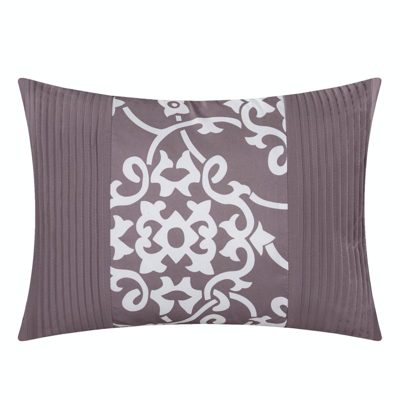 Shop Chic Home Design Zarina 10 Piece Reversible Comforter Bed In A Bag Ruffled Pinch Pleat Motif Pattern In Purple