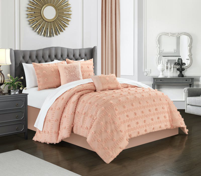 Shop Chic Home Design Atisa 5 Piece Comforter Set Jacquard Floral Applique Design Bedding In Pink