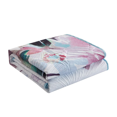 Shop Chic Home Design Monte Palace 4 Piece Reversible Quilt Set Floral Watercolor Design Bedding In White
