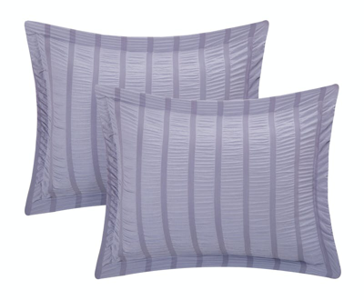 Shop Chic Home Design Jayrine 10 Piece Comforter Set Striped Ruched Ruffled Bed In A Bag Bedding In Purple