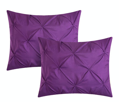 Shop Chic Home Design Foxville 9 Piece Reversible Comforter Bed In A Bag Ruffled Pinch Pleat Geometric Ch In Purple