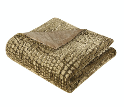 Shop Chic Home Design Alligator 7 Piece Comforter Set Faux Fur Micro Mink Alligator Skin Bed In A Bag Bedding In Yellow