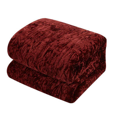 Shop Chic Home Design Alianna 5 Piece Comforter Set Crinkle Crushed Velvet Bedding In Red