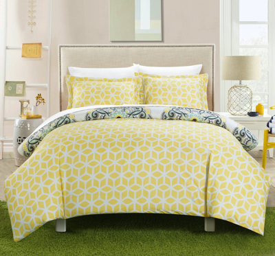 Shop Chic Home Design Ibiza 3 Piece Duvet Cover Set Super Soft Reversible Microfiber Large Printed Medall In Yellow