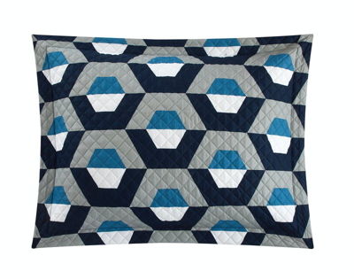 Shop Chic Home Design Arthur 3 Piece Quilt Set Contemporary Geometric Hexagon Pattern Print Design Beddin In Blue