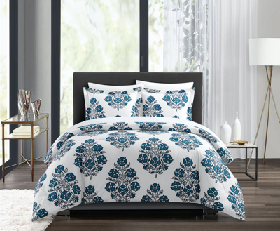 Shop Chic Home Design Yazmin 7 Piece Duvet Cover Set Large Scale Floral Medallion Print Design Bed In A B In Blue