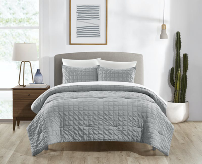 Shop Chic Home Design Jessa 5 Piece Comforter Set Washed Garment Technique Geometric Square Tile Pattern  In Grey