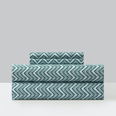 Shop Chic Home Design Alanah 3 Piece Sheet Set Super Soft Contemporary Striped Chevron Pattern Design In Green