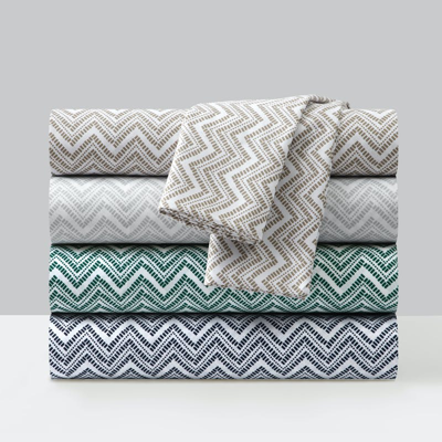 Shop Chic Home Design Alanah 3 Piece Sheet Set Super Soft Contemporary Striped Chevron Pattern Design In Green