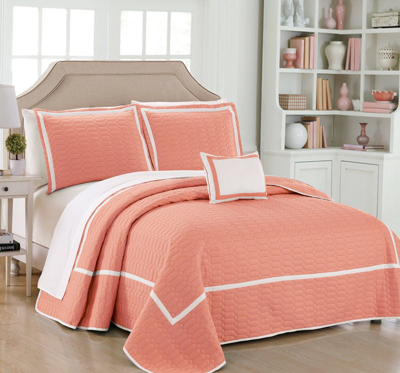 Shop Chic Home Design Cummington 8 Piece Quilt Cover Set Hotel Collection Two Tone Banded Geometric Quilt In Orange