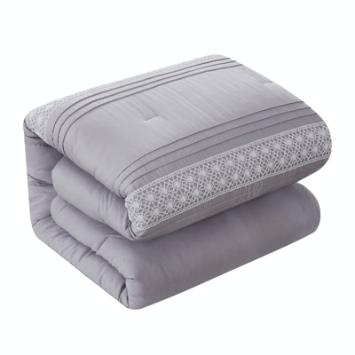 Shop Chic Home Design Brice 5 Piece Comforter Set Pleated Embroidered Design Bedding In Purple