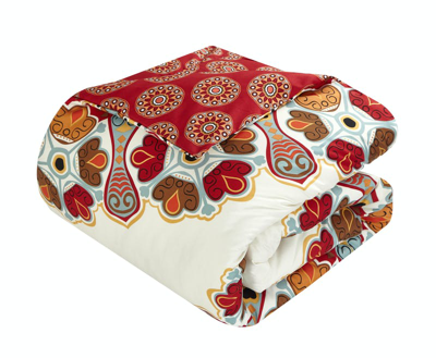 Shop Chic Home Design Henstridge 4 Piece Reversible Duvet Cover Set Microfiber Large Scale Paisley Print In Red