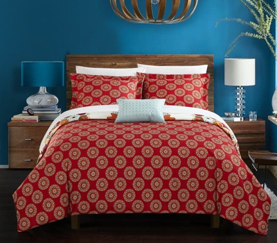 Shop Chic Home Design Henstridge 8 Piece Reversible Duvet Cover Set Microfiber Paisley Print With Contemp In Red