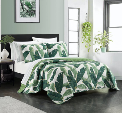 Shop Chic Home Design Borrego Palm 6 Piece Quilt Set Stitched Palm Tree Print Bed In A Bag In Green