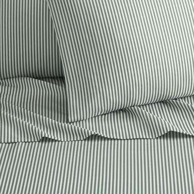 Shop Chic Home Design Brooke 3 Piece Sheet Set Super Soft Contemporary Two Tone Striped Pattern Design In Green