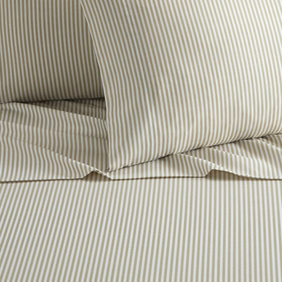 Shop Chic Home Design Brooke 3 Piece Sheet Set Super Soft Contemporary Two Tone Striped Pattern Design In Brown
