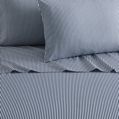 Shop Chic Home Design Brooke 3 Piece Sheet Set Super Soft Contemporary Two Tone Striped Pattern Design In Blue