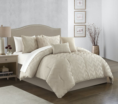 Shop Chic Home Design Holly 6 Piece Comforter Set Plush Ribbed Chevron Design Bedding In Brown