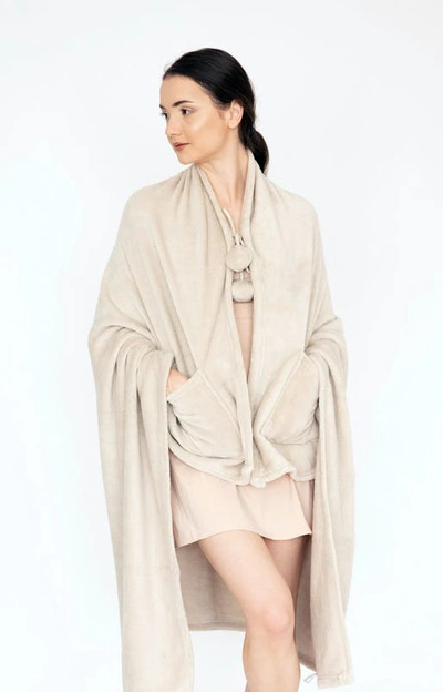 Shop Chic Home Design Denali Wrap Snuggle Robe Cozy Super Soft Ultra Plush Faux Fur Fleece Wearable Blank In White