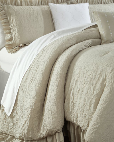 Shop Chic Home Design Kensley 5 Piece Comforter Set Washed Crinkle Ruffled Flange Border Design Bedding In White
