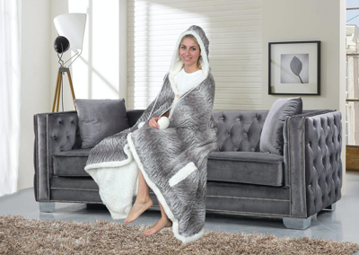 Shop Chic Home Design Aira Snuggle Hoodie Animal Print Robe Cozy Super Soft Ultra Plush Micromink Sherpa  In Brown