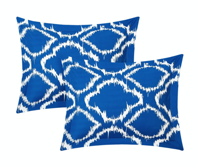 Shop Chic Home Design Asya 8 Piece Reversible Duvet Cover Set Two-tone Ikat Geometric Diamond Pattern Pri In Blue