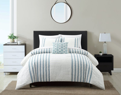 Shop Chic Home Design Sofia 4 Piece Cotton Comforter Set Clip Jacquard Striped Pattern Design Bedding In Green