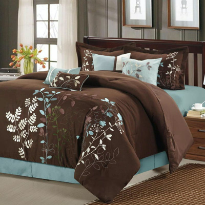 Shop Chic Home Design Fortuno 8-piece Embroidered Comforter Set In Brown