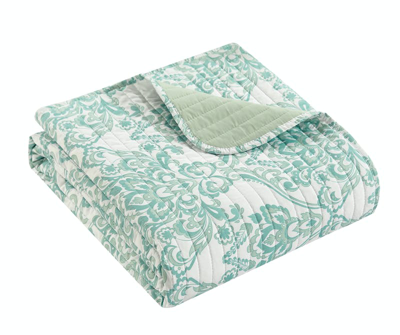 Shop Chic Home Design Bassein 9 Piece Quilt Set Two Tone Medallion Pattern Print Bed In A Bag In Green