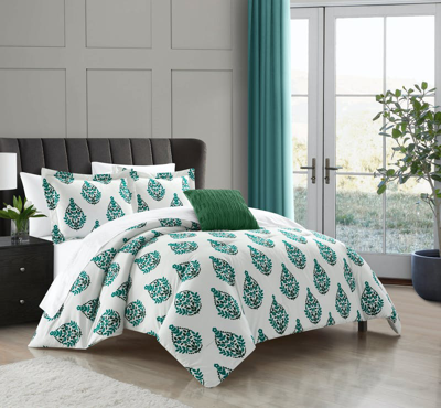 Shop Chic Home Design Clarissa 6 Piece Comforter Set Floral Medallion Print Design Bed In A Bag Bedding In Green