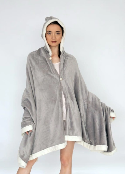 Shop Chic Home Design Azrael Snuggle Hoodie Robe Cozy Super Soft Ultra Plush Flannel Wearable Blanket She In Grey