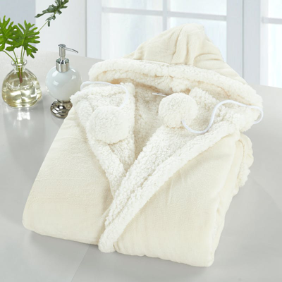 Shop Chic Home Design Reyn Snuggle Hoodie Animal Print Robe Cozy Super Soft Ultra Plush Micromink Sherpa  In White