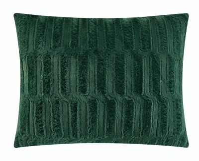 Shop Chic Home Design Pacifica 7 Piece Comforter Set Textured Geometric Pattern Faux Rabbit Fur Micro-min In Green