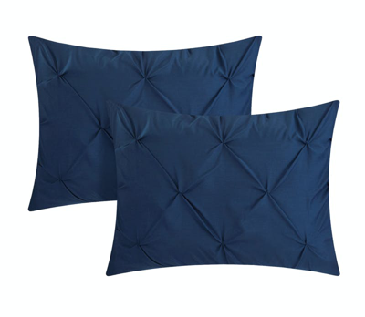 Shop Chic Home Design Whitley 4 Piece Duvet Cover Set Ruffled Pinch Pleat Design Embellished Zipper Closure Bedding In Blue