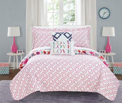 Shop Chic Home Design Vetheuil 4 Piece Reversible Quilt Set Colorful Floral Print Design Coverlet Bedding In Pink