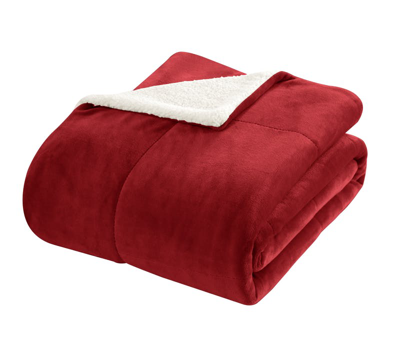 Shop Chic Home Design Ernest 7-piece Plush Microsuede Sherpa Blanket, Sheet Set In Red