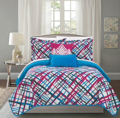 Shop Chic Home Design Shane 4 Piece Reversible Quilt Set Abstract Print Design Coverlet Bedding In Pink