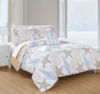 Shop Chic Home Design Catriona 8 Piece Reversible Duvet Cover Set "life In The Sea" Theme Print Design Be In Brown
