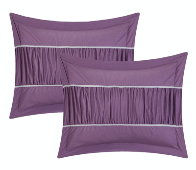 Shop Chic Home Design Wanda 10 Piece Comforter Set Complete Bed In A Bag Pleated Ruched Ruffled Bedding In Purple