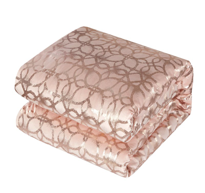 Shop Chic Home Design Shefield 7 Piece Comforter Set Geometric Gold Tone Metallic Lattice Pattern Print Bed In A Bag In Pink