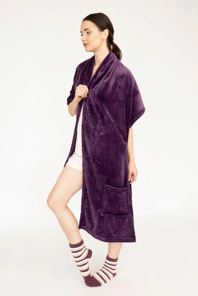 Shop Chic Home Design Roux Wrap Snuggle Robe Cozy Super Soft Ultra Plush Flannel Fleece Wearable Blanket In Purple