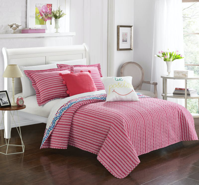 Shop Chic Home Design Sachio 4 Piece Reversible Quilt Cover Set Contemporary Bohemian Inspired Striped Pr In Pink