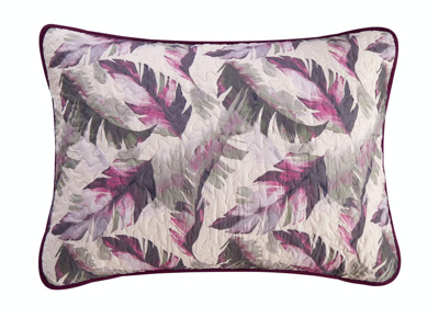 Shop Chic Home Design Ipanema 4 Piece Quilt Set Watercolor Leaf Print Geometric Pattern Bedding In Purple
