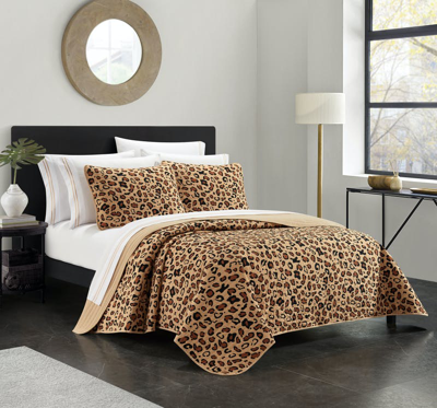 Shop Chic Home Design Wild Cheeta 9 Piece Quilt Set Cheetah Inspired Animal Pattern Print Bed In A Bag In Brown