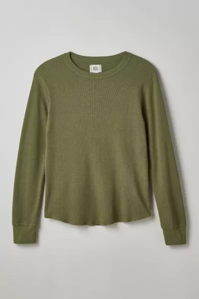 Shop Bdg Baselayer Thermal Long Sleeve Tee In Green At Urban Outfitters