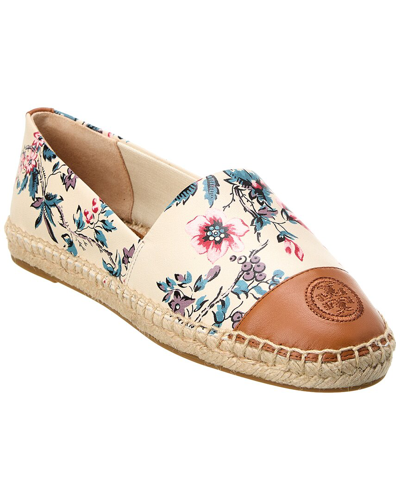 Shop Tory Burch Colorblocked Leather Espadrille In White
