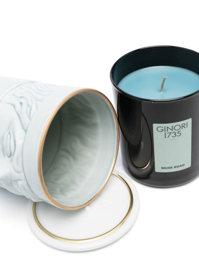 Shop Ginori 1735 Il Seguace Candleholder And Water Musk Road Scented Candle (190g) In Blue