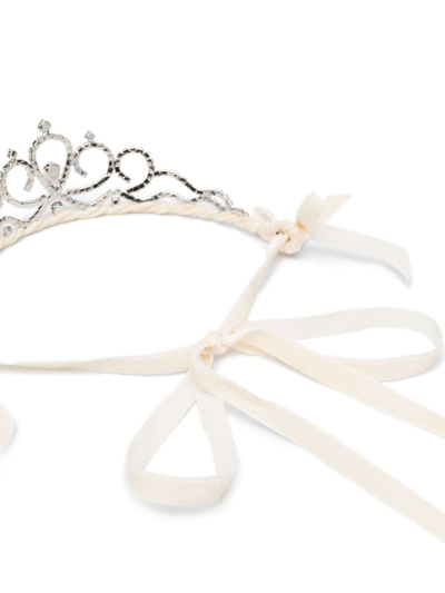 Shop Monnalisa Crystal-embellished Crown Head Band In Grey