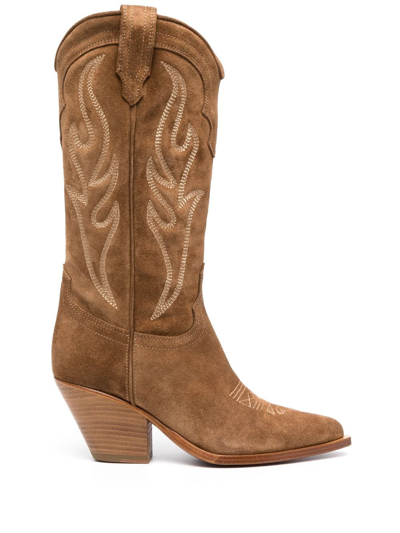 Shop Sonora Santa Fe Cowboy Leather Boots In Brown