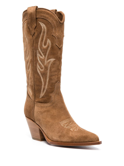 Shop Sonora Santa Fe Cowboy Leather Boots In Brown